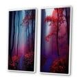thumbnail image 3 of Designart "Autumn Sunset Glow Misty Trees in the Forest II" Forest Framed Wall Art Set Of 2 - Traditional Purple Frame Gallery Set For Office Decor, 3 of 6