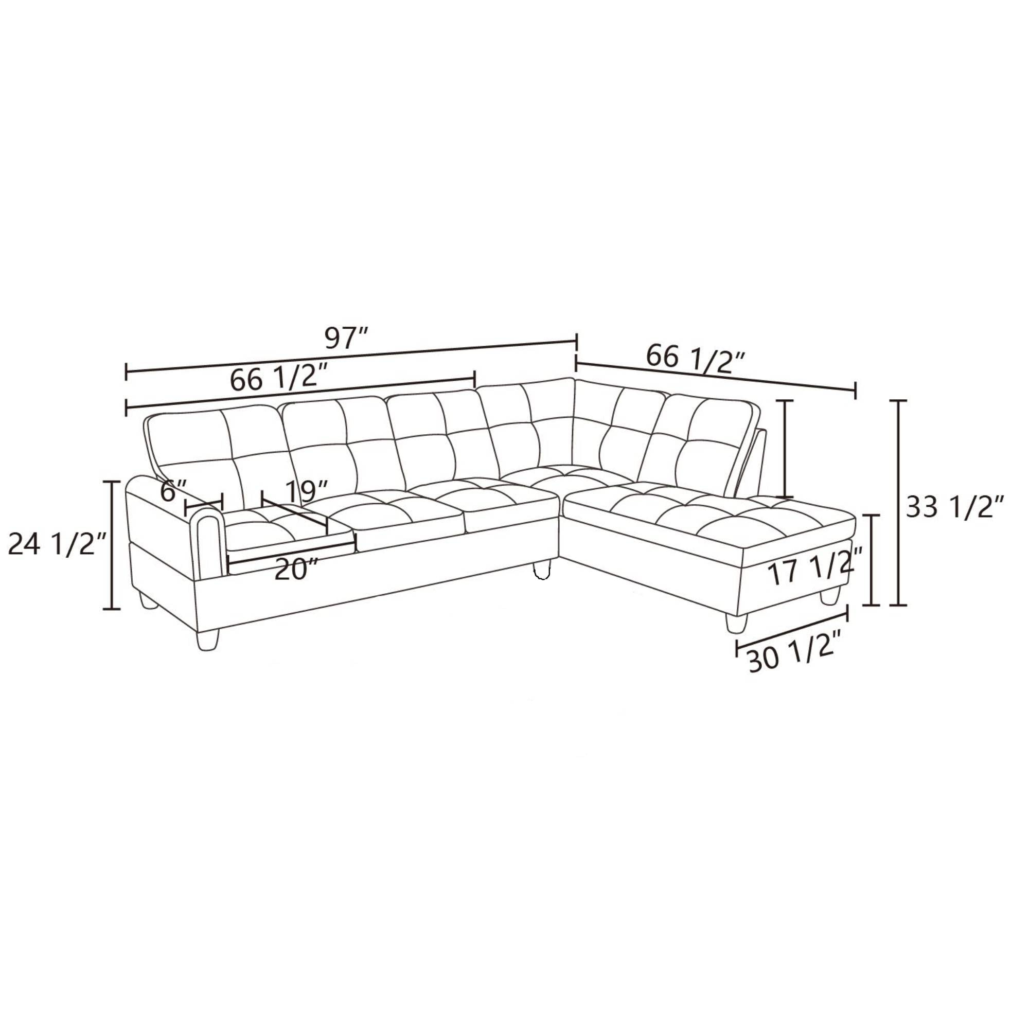 L Shape Sectional Sofa Couches Set, Modern Leather Corner Sofa Couch with Pillows for Living Room, White