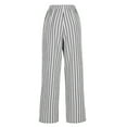 thumbnail image 5 of ABATAB Women's Summer Pants Drawstring Striped Wide Leg Trousers Loose Baggy Beach Palazzo Pants with Pockets, 5 of 5