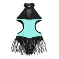 thumbnail image 4 of Alvivi Kids Girls Latin Dance Tassel Fringe Dress Modern Ballroom Gymnastic Dancewear Light Green 10, 4 of 5