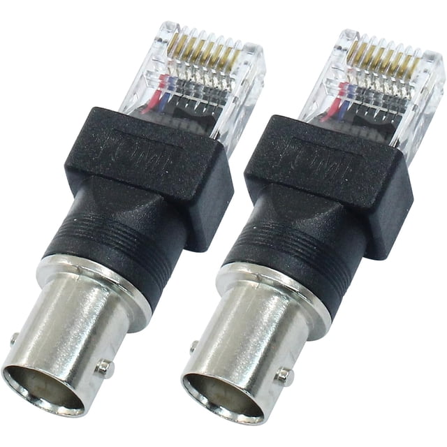 2 Pcs Bnc to RJ45 Converter Adapter, Bnc Female to RJ45 Male Coaxial Converter Ethernet Adapter for Line Tester(Black)