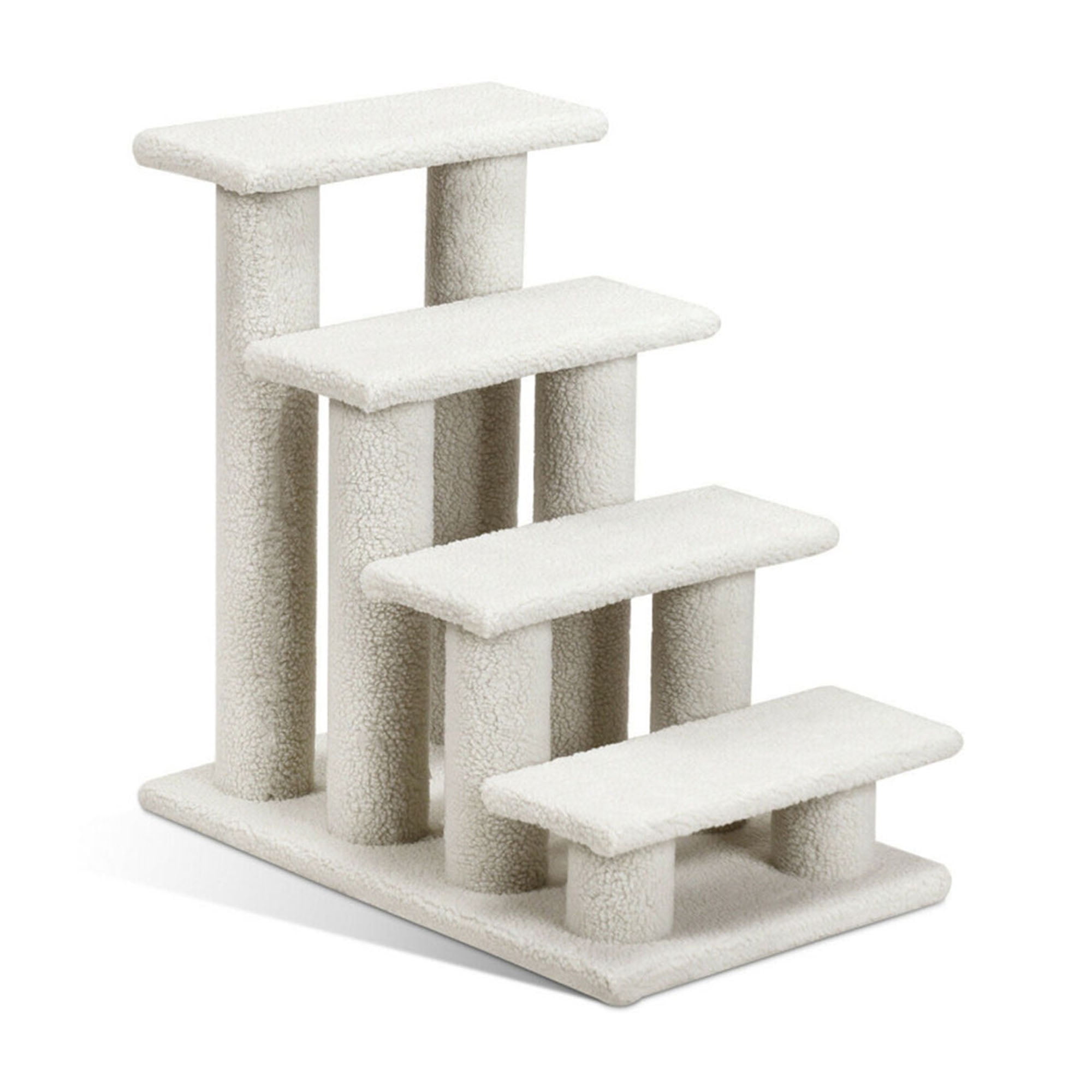Kadyn 24" Pet Stairs for Small Pet, 4-Step Ramp for Beds and Couch with Non-Slip Carpeted Indoor Ladder, Cat Tree Climber, Beige