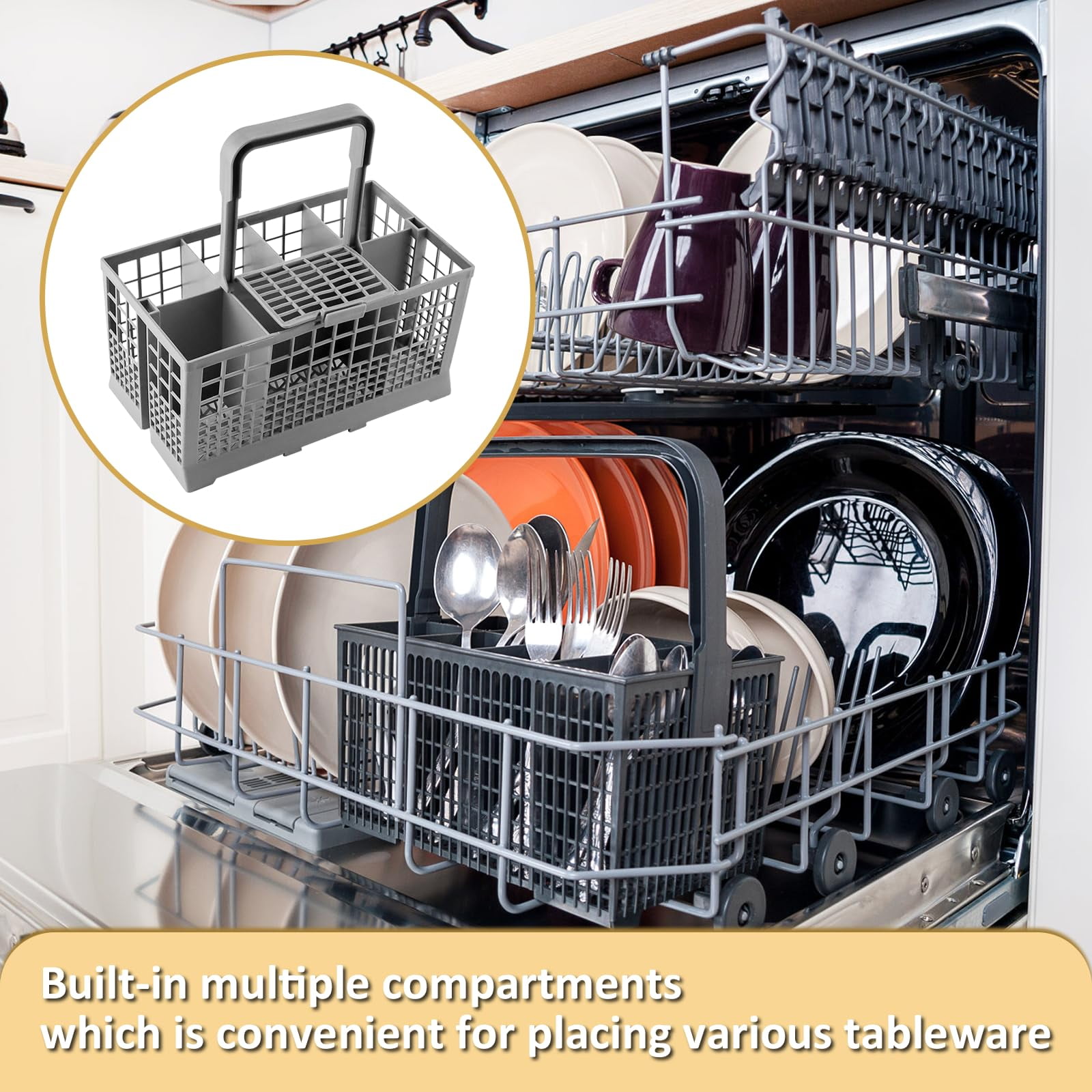 Drainer Basket Flatware Storage Drainer Universal Cutlery Basket Replacement Box for Multipurpose Dishwashers With handle