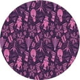 thumbnail image 1 of Ahgly Company Indoor Round Patterned Orchid Purple Area Rugs, 3' Round, 1 of 6