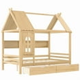 thumbnail image 6 of Bellemave Full Size House Bed with Storage Drawers, Wooden Montessori Bed with Shelves and Fence Rails, Full Bed Frame with Window for Bedroom, No Box Spring Needed,Natural, 6 of 8
