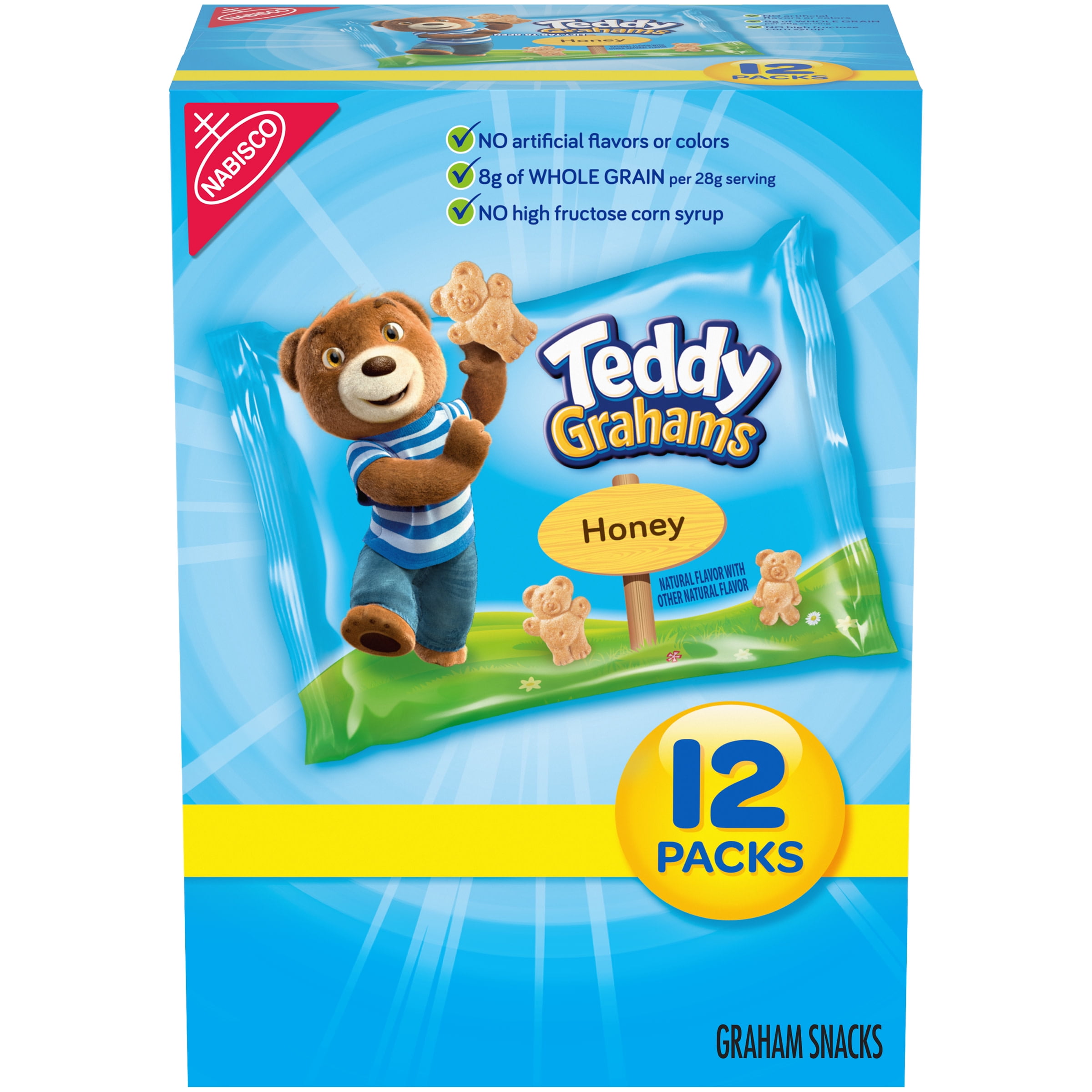 Teddy Grahams Honey Graham Snacks, 12 Snack Packs
