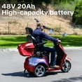 thumbnail image 4 of Upgrade Heavy Duty 3 Wheel Mobility Scooter for Seniors & Adults 500lbs Capacity,Arshin Electric Powered Wheelchair Device for Travel,800W All Terrain Mobility Scooter,31 Miles Range,7-15 Mph(Red), 4 of 17