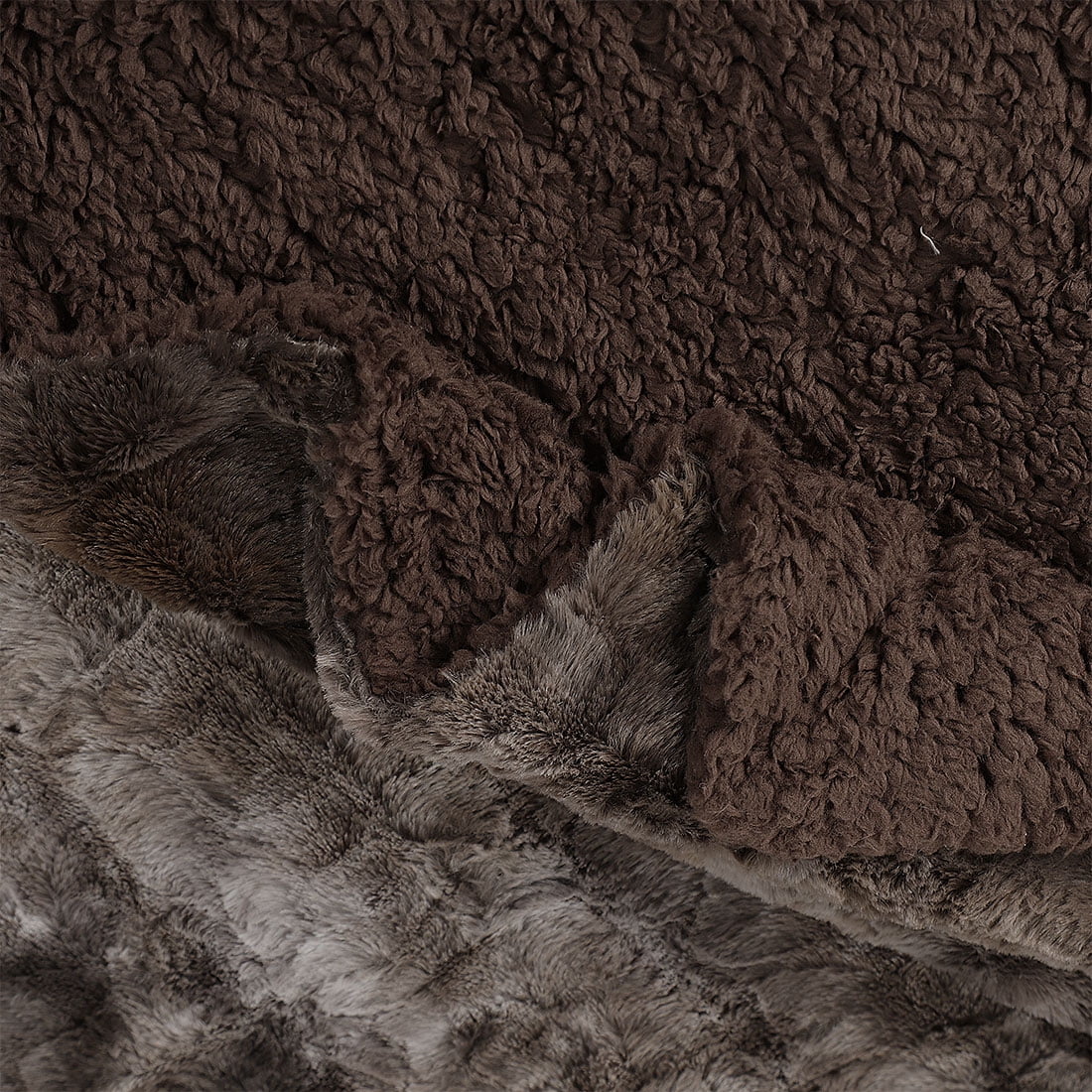 Unique Bargains Faux Fur Shaggy Sherpa Throw Blanket, 60" x 77", Brown