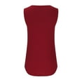thumbnail image 7 of LEAVINGSUO Womens Casual Sleeveless Women's Fashion Color Neck Comfortable Loose T-Shirt Sleeveless Blouse Casual Tops Wine XL, 7 of 7