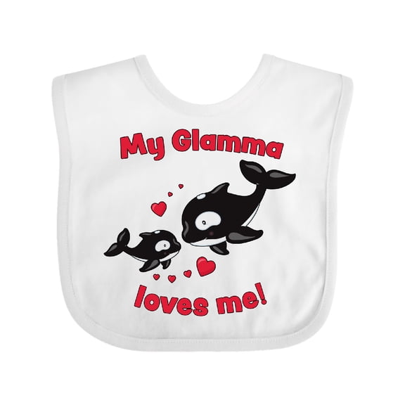 Inktastic My Glamma Loves Me Orca Family Boys or Girls Baby Bib