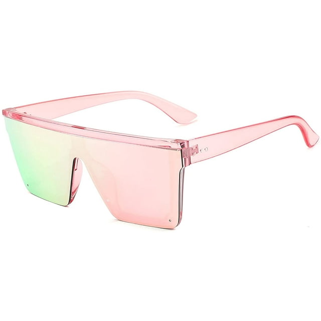 FEISEDY Women Men Flat Top Shield Sunglasses Oversized Square Rimless Shades UV400 B2470