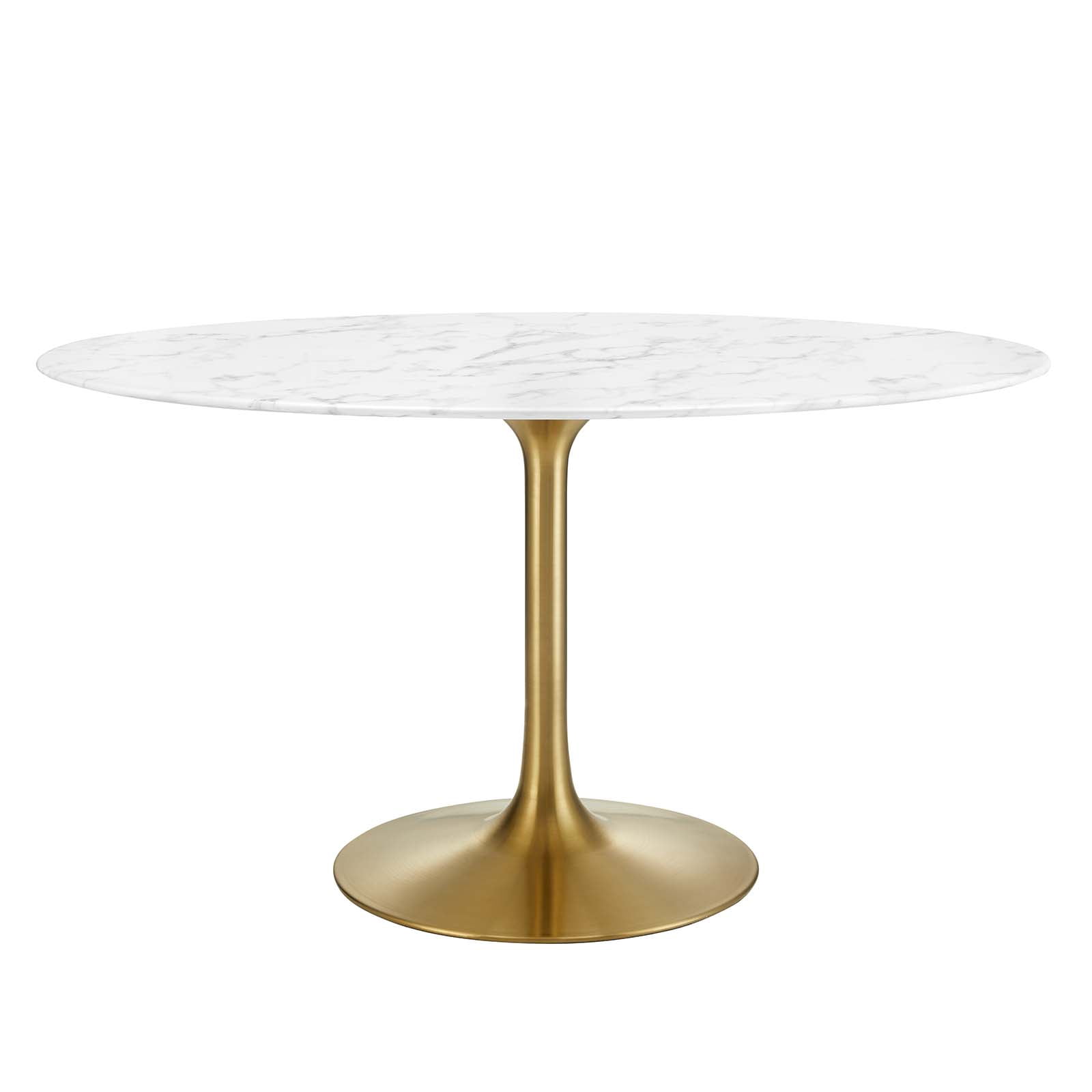 Modway Lippa 54" Oval Faux Marble & Metal Dining Table in Gold and White