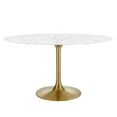 thumbnail image 4 of Modway Lippa 54" Oval Artificial Marble Dining Table in Gold White, 4 of 8
