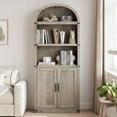 thumbnail image 3 of Ataucjin Bookcase with Doors Arched Bookshelf 71.65in Tall Bookcase Arched Cabinet,Farmhouse Cabinet with Doors and Shelves,Wooden Bookshelves,Arched Bookshelf with Storage,for Home Office, 3 of 8