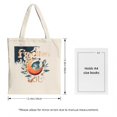 thumbnail image 3 of Stylish Canvas Tote Bag with Orange Green Leaves & White Flowers on Dark Blue Black Background - Perfect for Shopping & Travel, 3 of 4