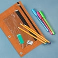 thumbnail image 4 of Unique Bargains Smooth Zipper Clear Mesh Double Layer Pencil Case for 3 Ring Binder Orange, 4 of 7