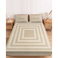 thumbnail image 2 of Twin XL Size Fitted Sheet Set - Beige White Geometric 2 Piece Bedding Sets 16" Deep Pocket Fitted Sheet with 1 Pillowcases, Square Minimalist Modern Vintage Brushed Microfiber Hotel Luxury Bed Sheets, 2 of 9
