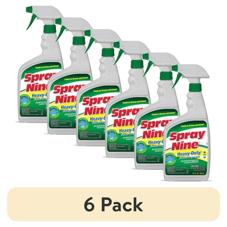 (6 pack) Spray Nine Heavy Duty Cleaner, Degreaser & Disinfectant for Kitchens, Bathrooms, Yard Equipment, Automotive & Industrial 22 Fl Oz. (Pack of 1) - 26825