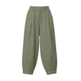 thumbnail image 5 of Linen Barrel Pants Women Cotton Palazzo High Waisted Balloon Pants Summer Casual Beach Boho Wide Leg Baggy Trousers Green L, 5 of 8