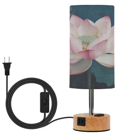 Touch Control Table Lamp with Wood Grain Metal Base 3 Color Temperature Adjustable LED Eye Caring Desk Lamp for Bedroom Study Super Beautiful Lotus