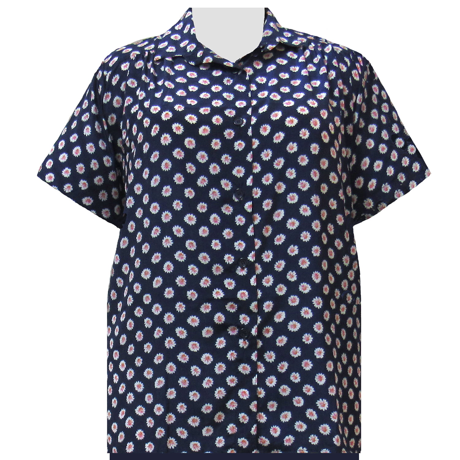 A Personal Touch Women's Plus Size Short Sleeve Button-Up Print Blouse ...