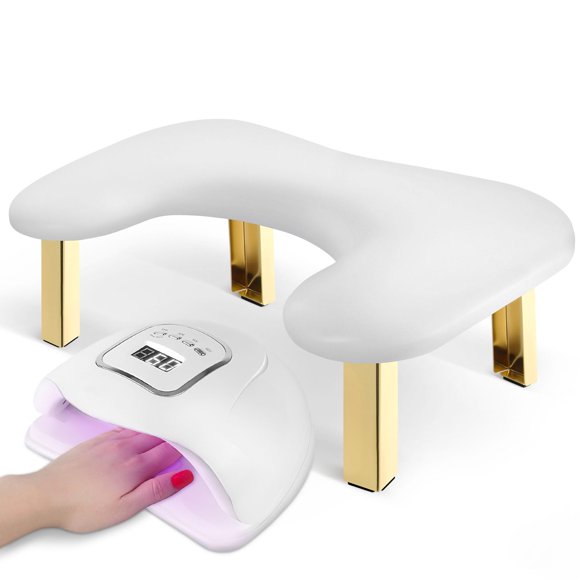 Reposabrazos para uñas Reposabrazos para Nails Tech Reposabrazos de cuero PU Nail Tech Reposamanos en forma de U para Nails Tech Reposamanos plegable para manicura Reposamanos para pies Blanco