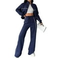 thumbnail image 1 of Conjunto Deportivo de Dos Piezas para Mujer, Ideal para Otoño Incluye Sudadera de Larga con Cremallera y Pantalón Azul M, 1 of 8