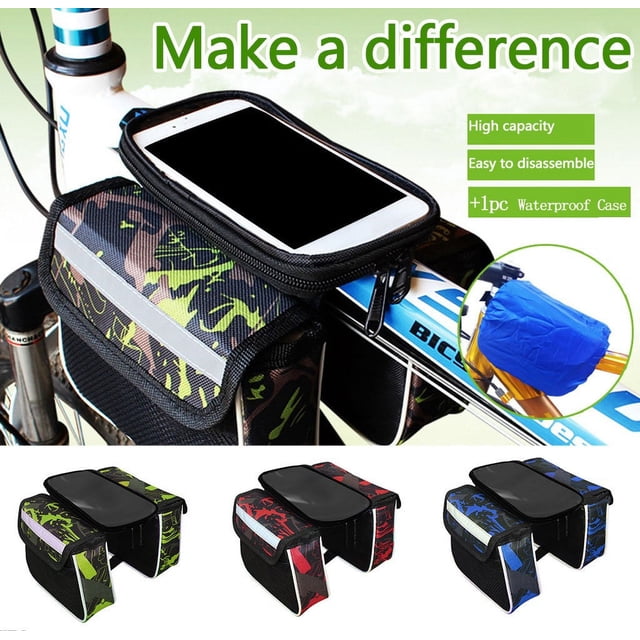 Xihbxyly Bike Bag Front Frame Upper Tube Bike Phone Holder Reflective Touches Screen Phone Holder for Bike Bike Accessories Works with Most Cell Phones