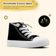 thumbnail image 2 of Toddler Sneakers for Girls Boys, Kids Canvas Fashion Shoes Elastic Straps Laces Slip On Lightweight Comfortable High Top Classic Casual Walking Shoes, 2 of 7