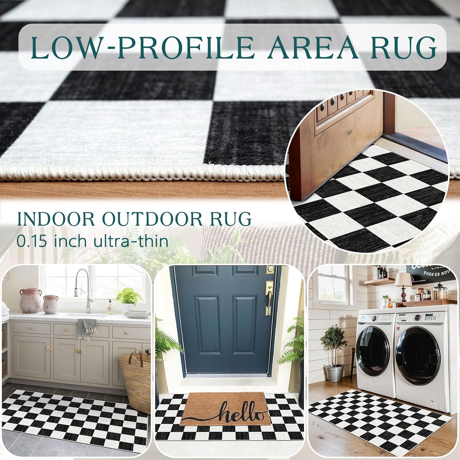 Christmas 3x5 Entry Rug - Small Washable Indoor Outdoor Mats for Front Door Non-Slip Porch Rug Holiday Tartan Plaid Throw Rugs for Living Room Bedroom Entryway Kitchen Office Porch Decor