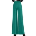 thumbnail image 3 of Aofany Women Stretch Pants Casual Work Lounge Pant Fashion Button Office High Waist Straight Wide Leg Trouser, 3 of 6