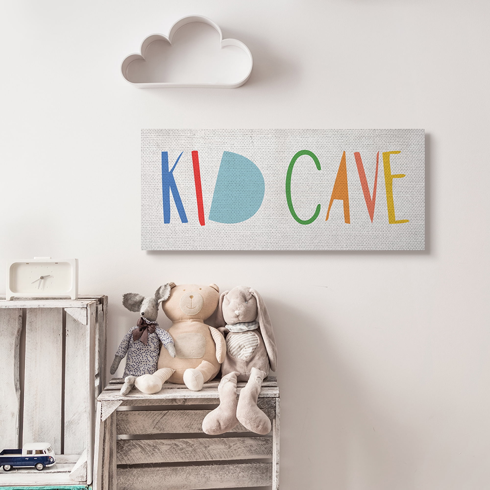Stupell Industries Kid Cave Phrase Fun Vibrant Whimsical Typography Typography Painting Gallery Wrapped Canvas Art Print Wall Art, 13 x 30