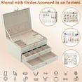 thumbnail image 4 of Topsome 3-Layer Jewelry Box for Women Girls, Jewelry Organizer and Storage Case with Lock and Drawers, Large Capacity Jewelry Holder for Earrings, Rings, Necklaces, Bracelets, Gift for Women, 4 of 9