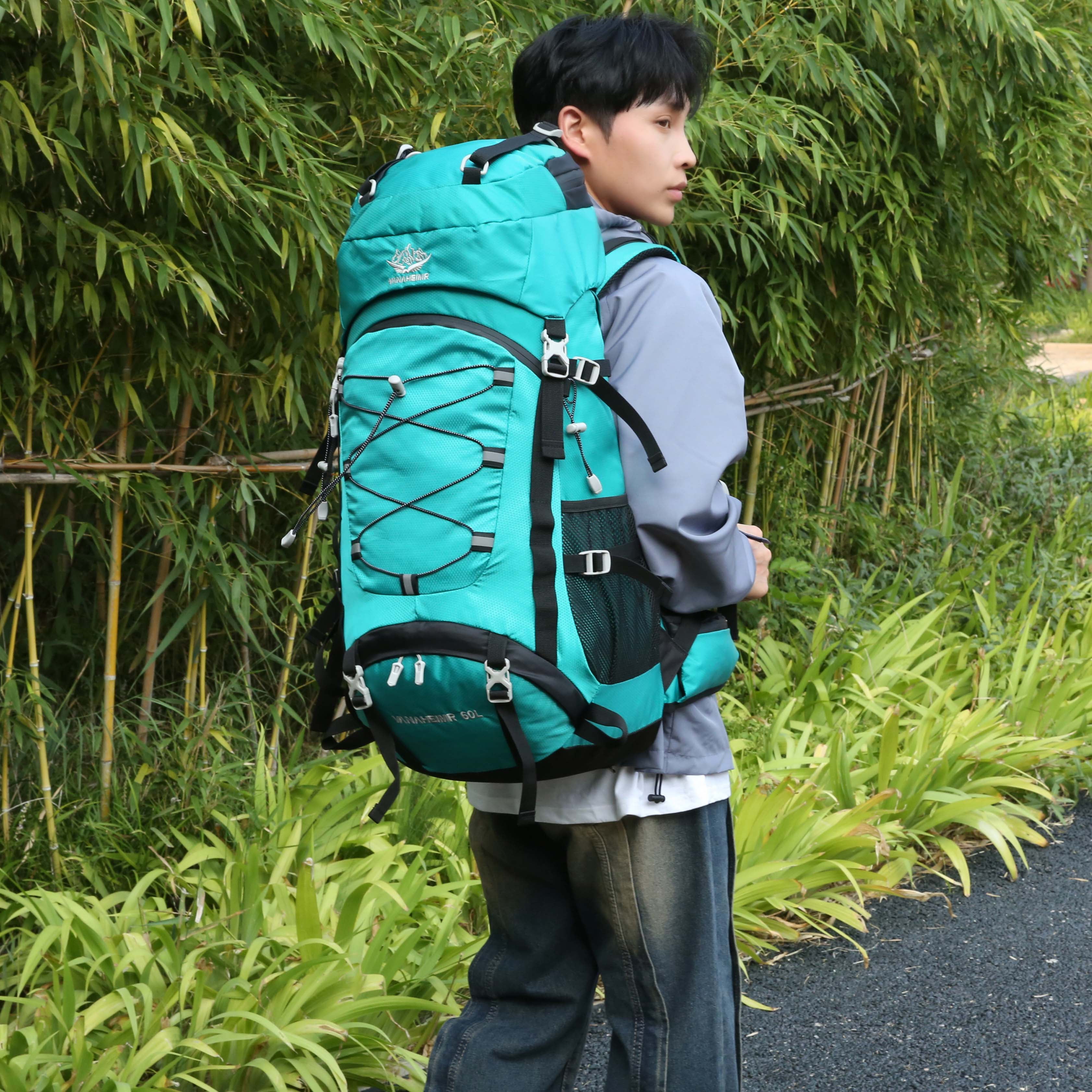 60L Travel Hiking Camping Backpack with Rain Cover, Backpack Water Resistant,Climbing Backpack for Men Women