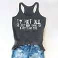 thumbnail image 2 of CFLVAEK I'm Not Old Tank Top for Women Casual Summer Racerback Crewneck Tops Loose Fit Sleeveless Shirts Funny Letter Graphic Tees 2025 Dark Gray L, 2 of 7
