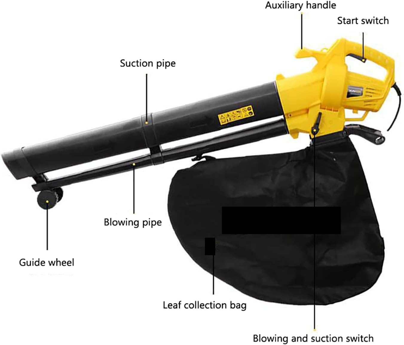 3000W 3-in-1 Vacuum Leaf Blower, Vacuum and Mulcher, 167 MPH, with Large 35L Capacity Collection Bag for Fine Mulching