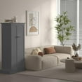 thumbnail image 6 of 50" LED Kitchen Pantry Cabinet Grey Storage Cabinet Food Pantry with Doors and Adjustable Shelves Freestanding Buffet Cupboards Sideboard for Kitchen Living Room and Dinning Room, 6 of 18