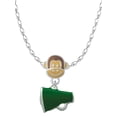 thumbnail image 1 of Delight Jewelry Silvertone Small Green Megaphone Mia Monkey Charm Necklace, 1 of 4