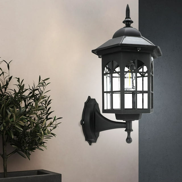 Nueva lámpara solar de estilo europeo para exteriores, lámpara de patio con luz automática, inducción del cuerpo humano, lámpara de pared con filamento de tungsteno cálido, lámpara solar