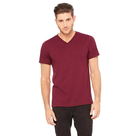 Bella   Canvas Unisex Jersey Short Sleeve V-Neck Tee , 3005 , Maroon , Small