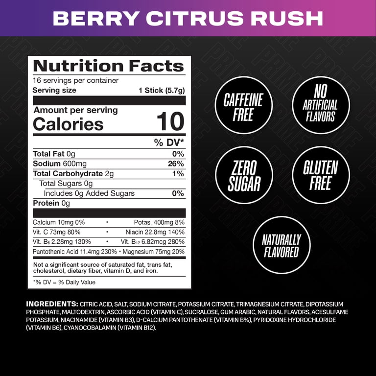 Prime Rapid Rehydration Sticks Berry Citrus Rush, 16 Count photo 2