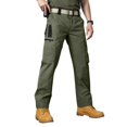 thumbnail image 2 of Multi Pocket Cargo Pants Mens Work Trousers Straight Leg Utility Pants Solid Color Casual Hiking Pants Long Pants for Men, 2 of 6