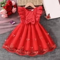 thumbnail image 4 of hengsof Robes pour Filles Robes Sans Manches à Volants Robes à Nœud Sucré Robes Imprimées à la Mode Robes en Tulle Style Princesse Mignon, 4 of 6