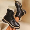 thumbnail image 2 of Black Women'S Elegant Warm Winter Boots With Round Toe Design And Lace-Up Closure With Side Zipper Low Heel For Outdoor Indoor Lifestyle, 2 of 9
