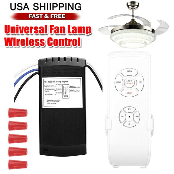 Ryhampaper Universal Ceiling Fan Remote Control Kit, Ceiling Fan Light Timing & Speed Remote, Lamp Receiver Kit Wireless