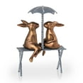 thumbnail image 2 of Romantic Rabbit Pair on Bench Copper and Grey Metal Garden Sculpture, 2 of 3