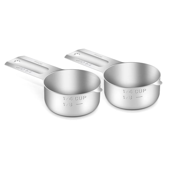 1/4 Cup Measuring Cup, Premium Stainless Steel Metal Stackable, 2 Pcs