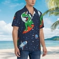 thumbnail image 5 of Balery Dinosaur Astronaut Space Surfing Print Men's Hawaiian Shirts Short Sleeve Beach Shirt Relaxed Fit Vacation Button Down Shirts-Medium, 5 of 9