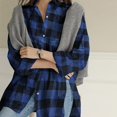 thumbnail image 4 of Clearance On Sale! Juebong Women's New Shirt Striped Printed Slit Long Sleeve Button Casual Top,Blue,L, 4 of 8