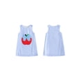 thumbnail image 2 of RUINIXCW Toddler Baby Girl Back to School Dress Kids Kindergarten Outfits Little Baby Girl Summer Tank Dress Overalls School Bow Apple Embroidery Sleeveless Striped A Line Dress, 2 of 9